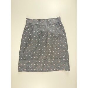Odille Anthropologie Gray Floral Embroidered Cotton Pencil Skirt Size 4 RN66170